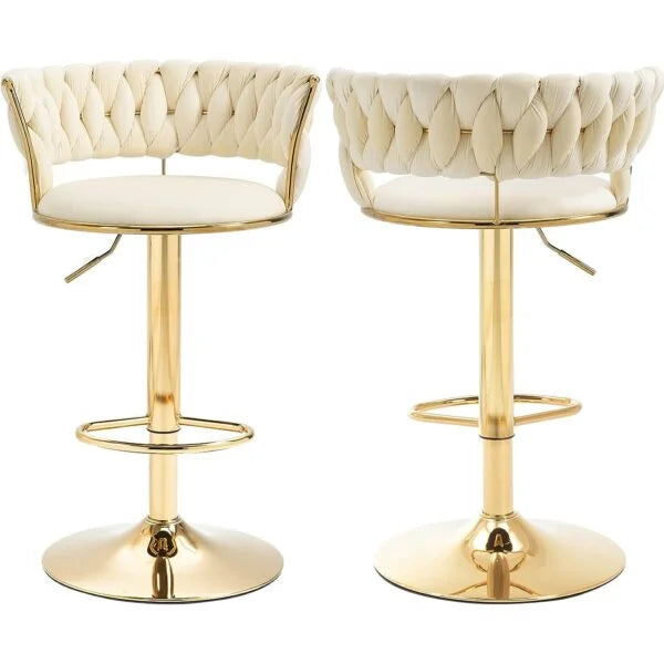 Luxury Swivel Barstool Chair Golden Set Of 2