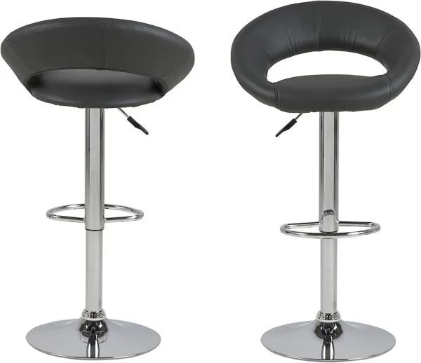 Modern Swivel Adjustable Barstool PU Leather Set of 2 Multiwood