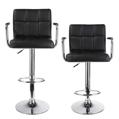 Bar Stools Synthetic Leather Extra Height with Back Set Of 2
