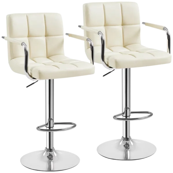 Bar Stools Synthetic Leather Extra Height with Back Set Of 2