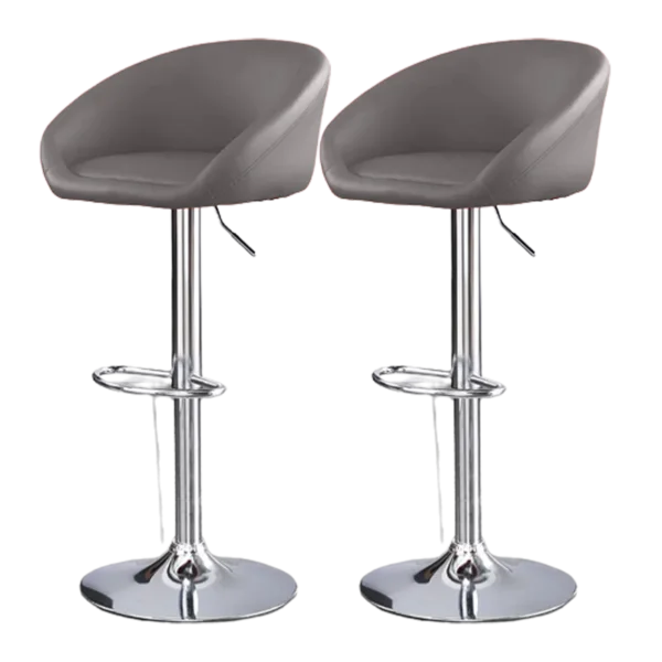 Barstool with Backrest PU Cushion and Metal Base Height Adjustment 63-84 cm