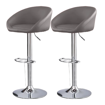 Barstool with Backrest PU Cushion and Metal Base Height Adjustment 63-84 cm