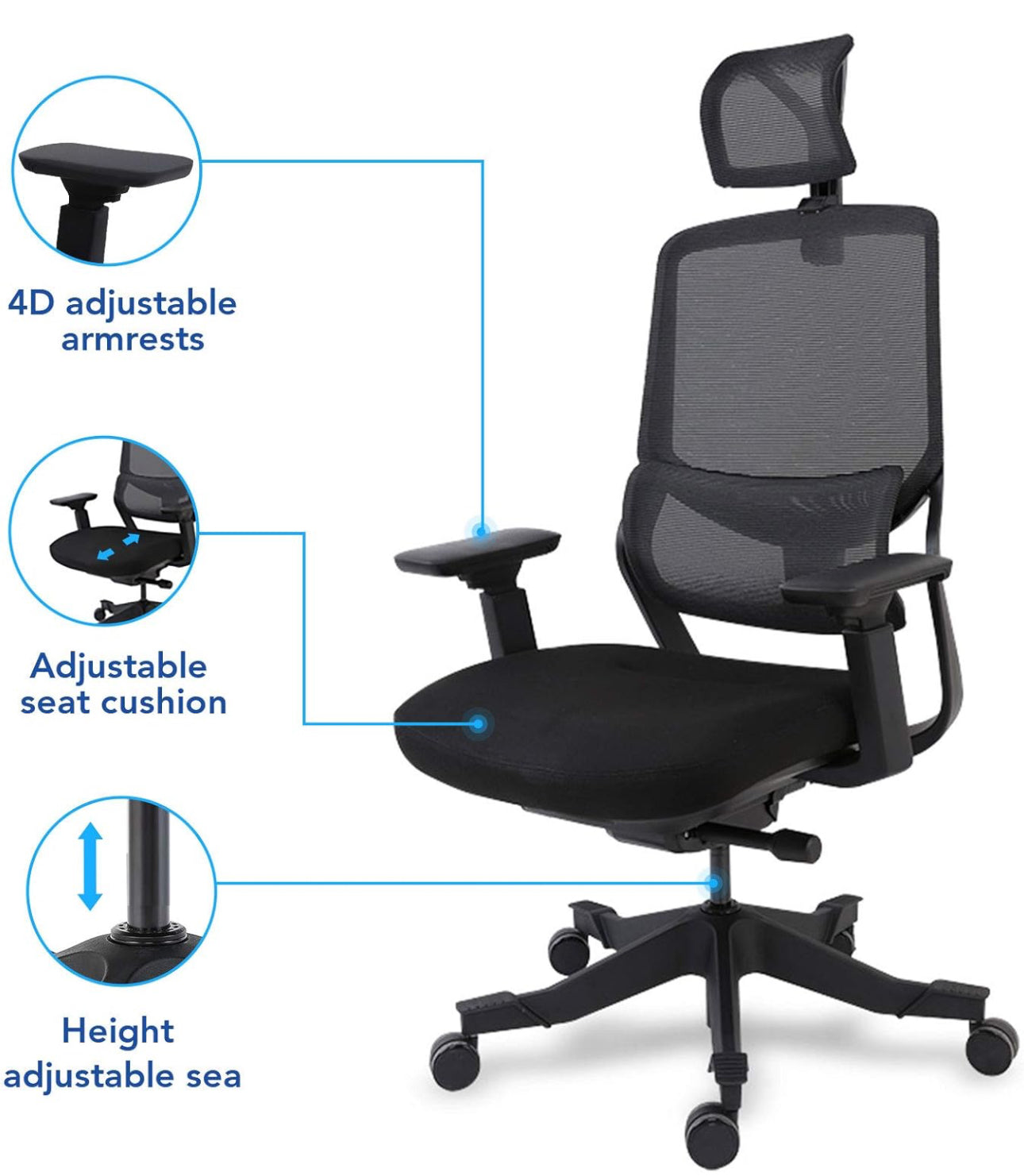 Rotating Chair Packaged Liftable Rotating Office Chair with Ergonomic Comfort – Multiwood