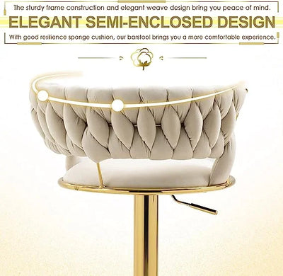 Luxury Swivel Barstool Chair Golden Set Of 2