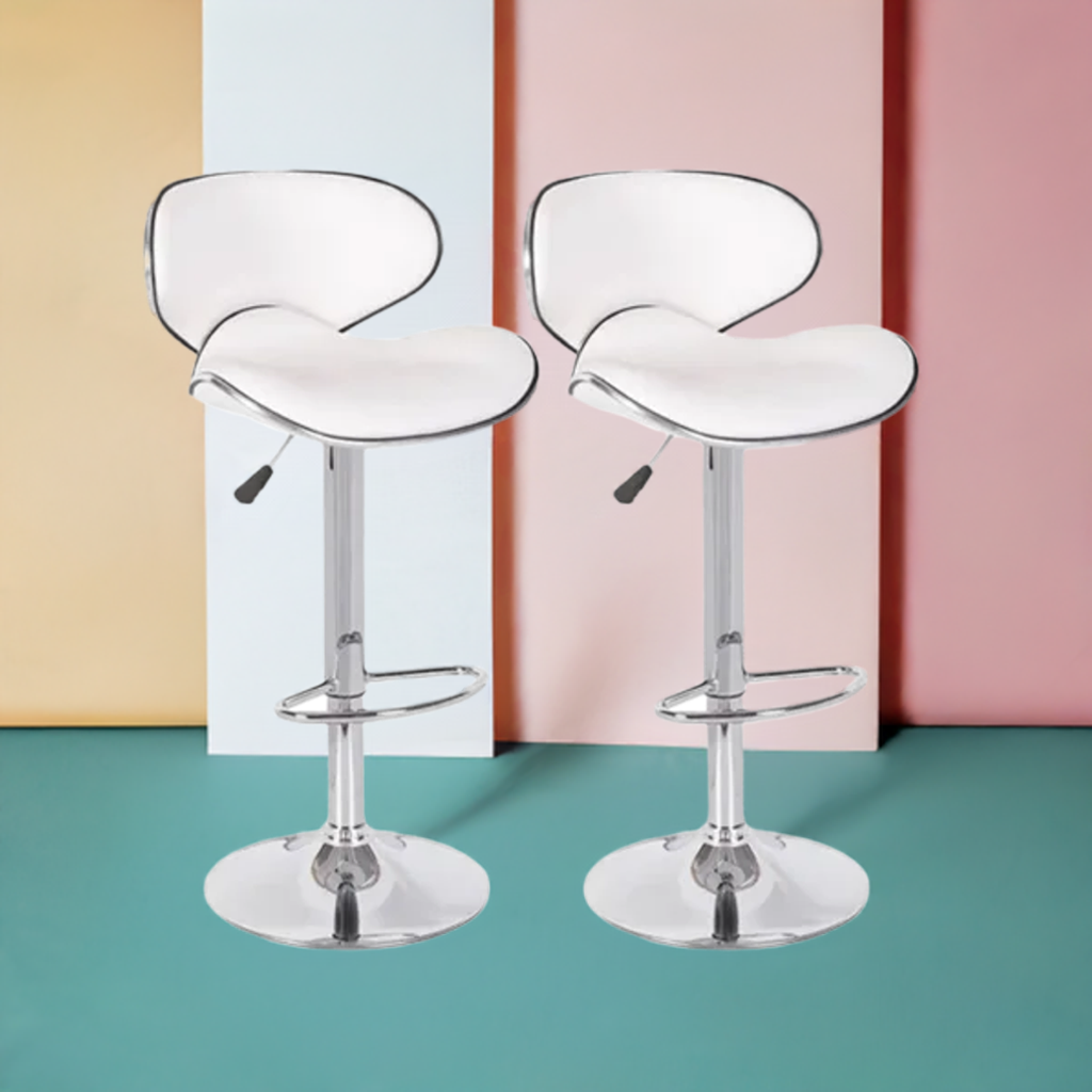 Barstool Adjustable Height Barstool with Chrome Base 2 Set