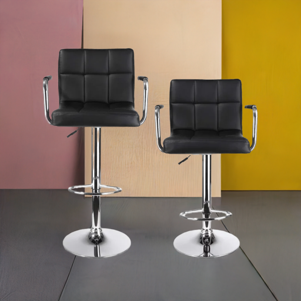 Bar Stools Synthetic Leather Extra Height with Back Set Of 2