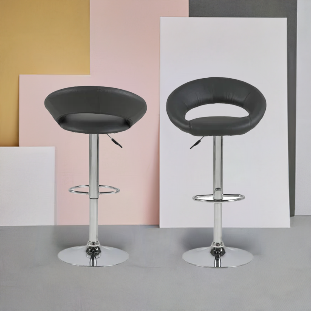 Modern Swivel Adjustable Barstool PU Leather Set of 2