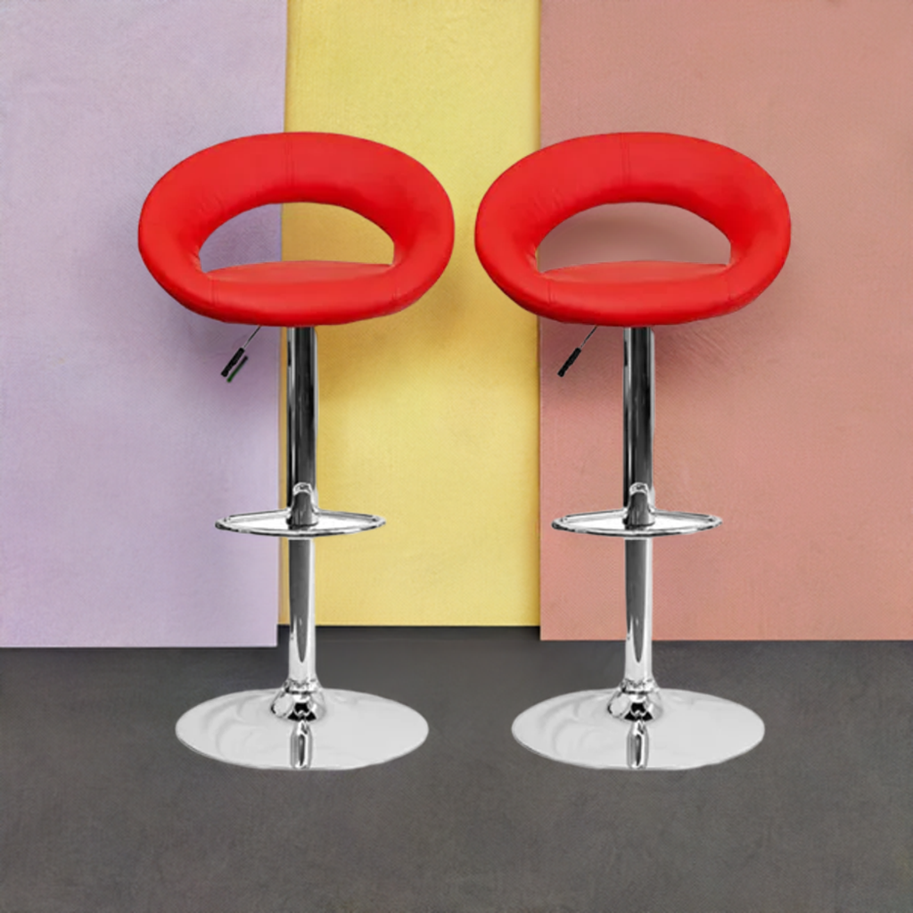 Modern Swivel Adjustable Barstool PU Leather Set of 2