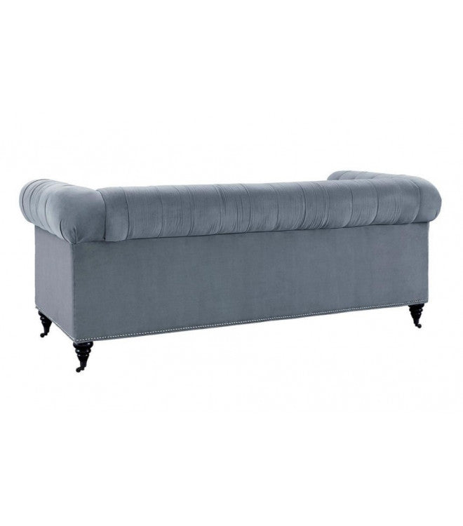 Rolled Velvet Tufted Sofa